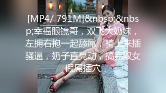 [MP4/ 791M]&nbsp;&nbsp;幸福眼镜哥，双飞大奶妹，左拥右抱一起舔屌，骑上来插骚逼，奶子直晃动，搞完双女假屌插穴